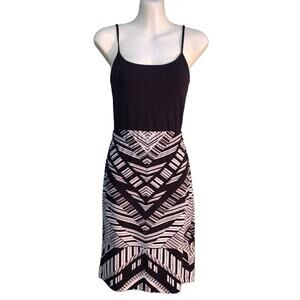 Chico's Elastic Waist Pull On Unlined Skirt, Blk/Off Wht, Sz 0 (4)
